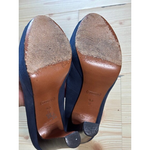 Coach Breana Platform Heels Pumps Shoes Size 8.5 B Blue Suede Peep Toe Heel 5” - Picture 9 of 9